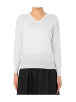[L]Vネックシルクコットンニット/ホワイト(001)