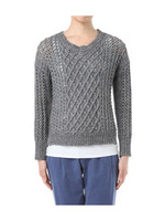 [L]ウールコットンローゲージニット/グレー系(914)