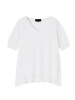 [L]シャツレイヤード風サマーニット/ホワイト(001)