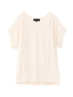 [L]バックプリーツシフォンブラウス/ベージュ系(050)