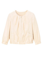 [L]フロントタックノーカラージャケット/ネイビー系(093)