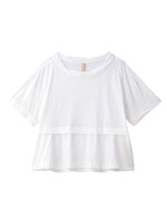 [L]レイヤード風ツイストネックカットソー/ロイヤルパープル(082)