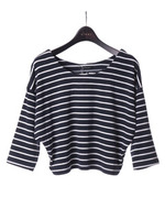 【2ndline】背中リボン5分袖ボーダーカットソートップスCL−0535／GL−3885/PK