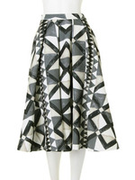 【CASUAL】エキゾチックモダン ミモレスカート/ブルー