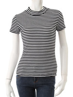 【CEDNIE】ボーダーハイネックトップス/ブラック