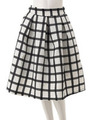 【CEDNIE】格子柄フレアミディスカート/ホワイト