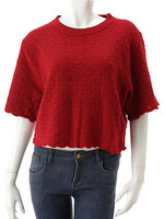 【ECURY】ショートニットトップス/レッド