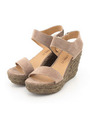 【KAREN LIPPS】CINDY CAMOSCIO ANKL STRP WEDGE SANDAL/SIENA(BEIGE)