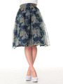 【W】ブーケ花柄オーガンジースカート/ネイビー