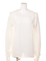 【mystic】ボックスプリーツ長袖ブラウス/ピンク