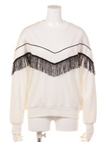 【mystic】ラメフリンジプルオーバー/ネイビ-