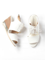 レースアップウエッジサンダル/ホワイト