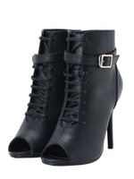 オープントゥレースアップブーテ/BLACK