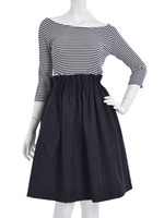 オフショルボーダードッキングワンピース/ネイビー