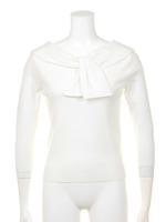 オフショルリボンタイ風ニット/ボーダー