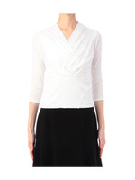 カシュクール風ドレープカットソー/ホワイト(002)