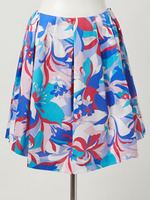 カラーブロックフラワースカート/レッド