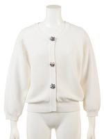 ガータービジュークルーネックカーディガン/サックスブルー