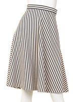 グログランボーダーフレアスカート/Navy