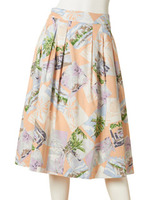 サマーパッチワーク柄スカート/BLU