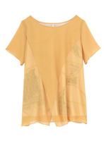 シフォン×ノースリーブ レイヤードトップス/グリーン系(193)