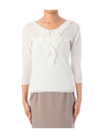 シフォンフリルニットプルオーバー/ホワイト(001)