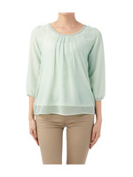 シフォンボーダープルオーバー/ネイビー系(393)