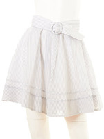 シフォンメモリーストライプスカート/WHT