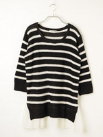 シフォンレイヤードボーダーKT/ホワイト×ブラック