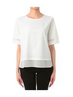 シフォン使いシャンブレープルオーバー/ホワイト(001)