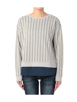シャツレイヤード風ストライプカットソー/オフホワイト(103)
