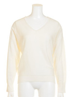 シルクコットンVネックニット/ロイヤルブルー