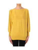 シルク混ボートネックニットチュニック/ブルー系(092)