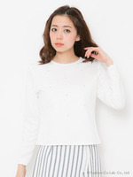 ジャガードビジュートップス/ネイビー