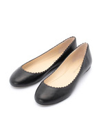 スカラップフラットパンプス/ブラック(019)