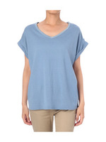 ストライプシフォン切り替えニットプルオーバー/ブルー系(090)