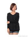 ストライプニットチュニック/ネイビー