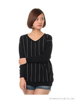 ストライプニットチュニック/ネイビー