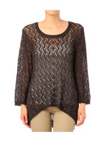 スラブ柄ニットプルオーバー/レッド系(063)