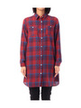 ダブルポケットチェックシャツワンピース/レッド系(263)