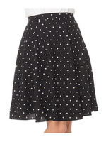 ドットひざ丈フレアースカート/ブラック