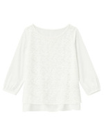 ナチュラルフラワーレースシャツ/ネイビー(193)