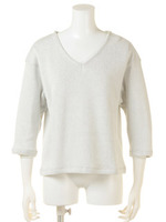 ニット×カットボンディングトップス/グレー