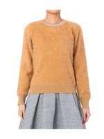 ネックビジューシャギーニットプルオーバー/ベージュ系(141)