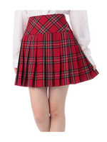 ネックリボン付きチェック柄スカート/レッド系(263)