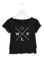 ハートくり抜きロゴT/ブラック