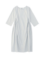 バックギャザー五分袖ワンピース/ブルー系(094)