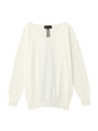 バックジップ異素材Vネックニット/オフホワイト(003)