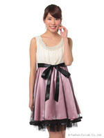 パーティドレス・サテンメッシュ切替ドレス/コイアオ