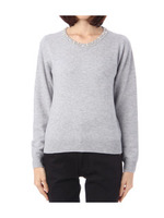 ビジューネックハイゲージニット/ライトオレンジ(066)